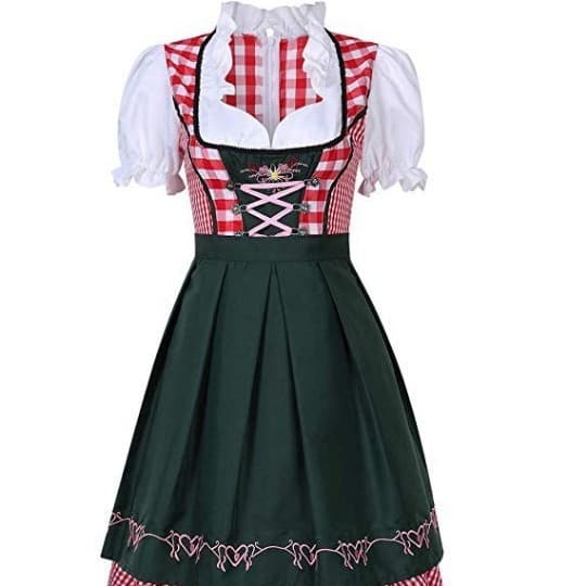 Dirndl-kjole i etnisk stil til ølfestival - Traditionelt bayersk festtøj til kvinder 0302 Black L=38