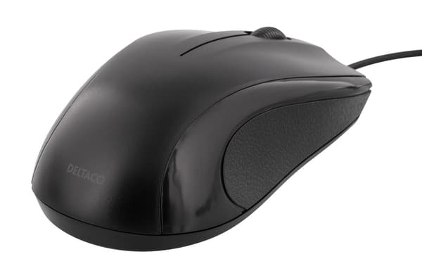 DELTACO kablet optisk mus, 3 knapper med scroll, 1200 DPI, svart 80