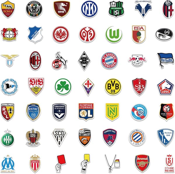 Fotbollslag Logotyp Sticker Pack 100 st för vattenflaskor, bärbara datorer, bilar