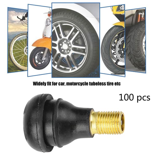 100 st Bil Motorcykel Universal Ersättning Snap-in Däckventil (TR412)