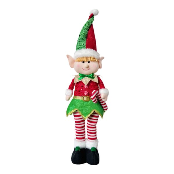 Julealvfigurdekorasjon med lys uttrekkbar stående positurpynt Retractable Light Elf Women's Model