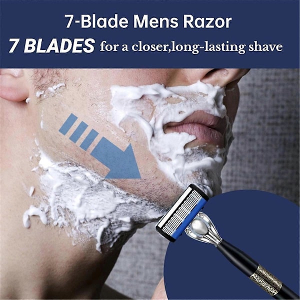 36 stk. 7-blads barberhøvler for menn, barberhøvelhåndtak og barberbladrefiller