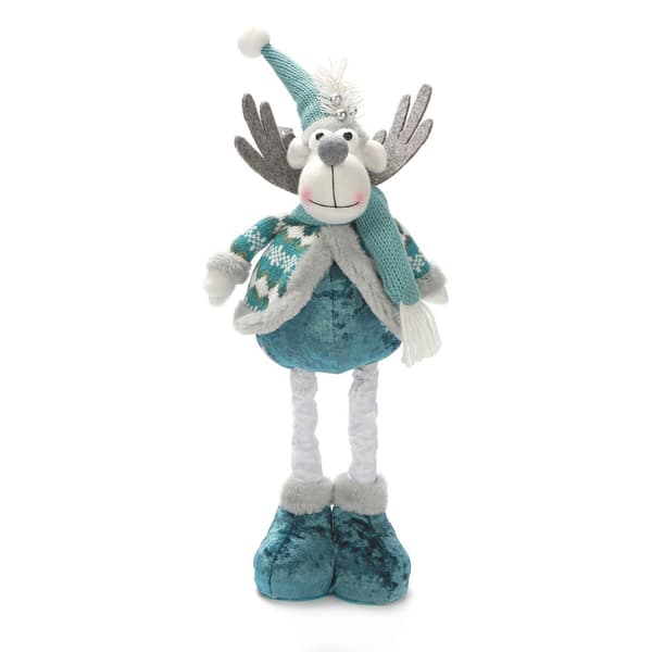 Udtrækkelig julemand snemand rensdyr plys julepynt blå vinduespynt Blue Retractable Deer