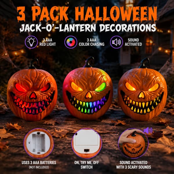 Lydaktiveret Lysende Halloween Græskar Dekoration, Spooky LED Rekvisit til Bar og Festscene Voice control