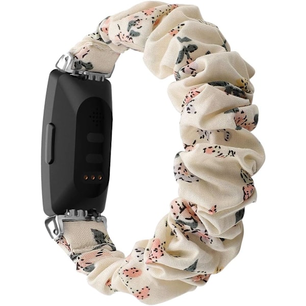 MEFEO Scrunchies kompatibla med Fitbit Inspire 2 Bands/Inspire White/Honeysuckle(Small,White/Honeysuckle)
