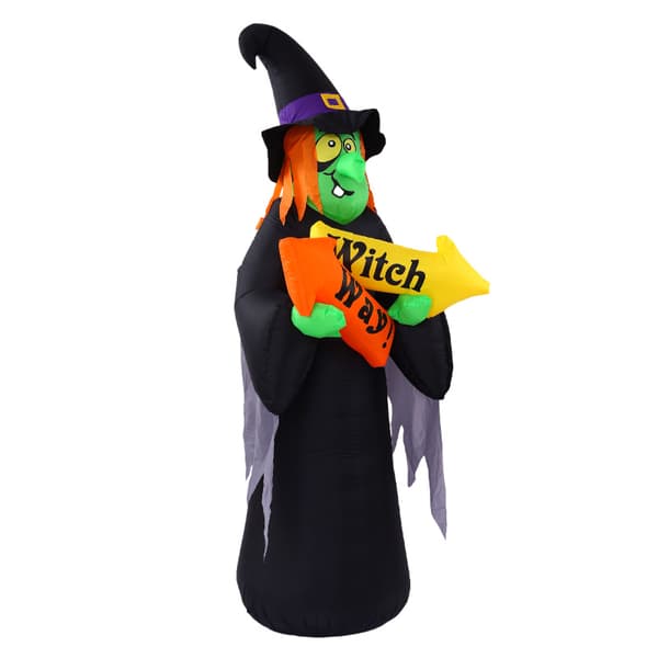 Halloween oppblåsbar spøkelsesheksdekorasjon med LED-lys, hagepynt i polyester