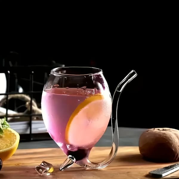 Sæt med 4 innovative glas med integrerede sugerør, ideelle til Halloween-sammenkomster og drinks – Vampire-tema kopper, velegnede til Ba 4Pcs