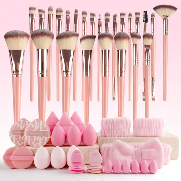 40-delt makeup-svampe- og penselsæt, ultrabløde pudderpuffer der ikke absorberer for meget pudder 47-piece leopard print set 1