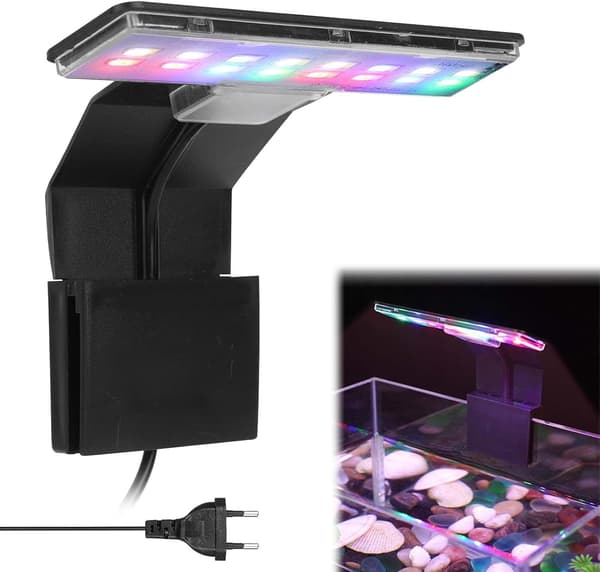 Akvarielampe (sort), Clip-on akvarielampe 3 farver LED-belysning Akvarielampe Fisketanklys 220