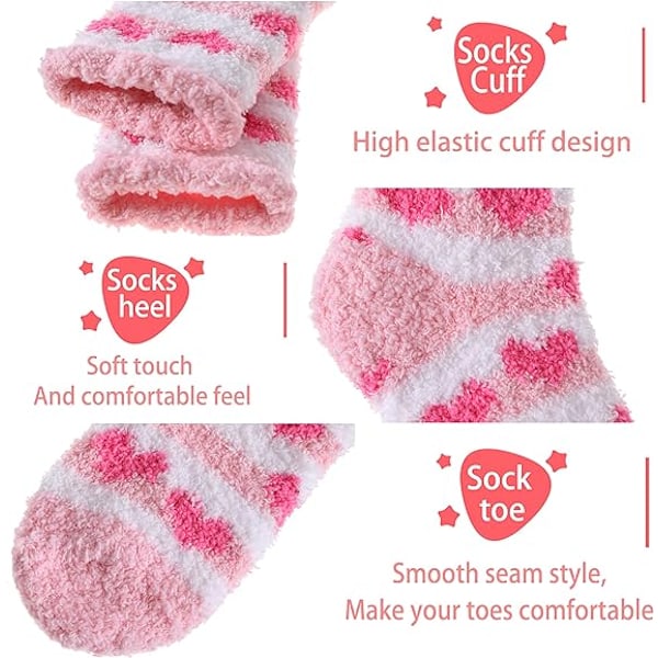 Par Damplushsockor, Mjuka Vinterstrumpor, Tjocka Pink