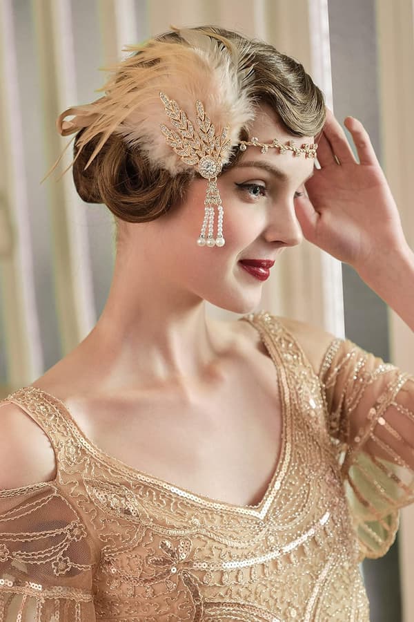 1920-luvun Gatsby-sulkapanta, sulkakruunu, Gatsby Flapper -asuste