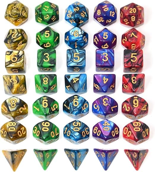 SmartDealsPro Dobbeltfarvede polyedriske terninger sæt med poser til D&D DND RPG MTG dungeon og drager bordplade rollespil