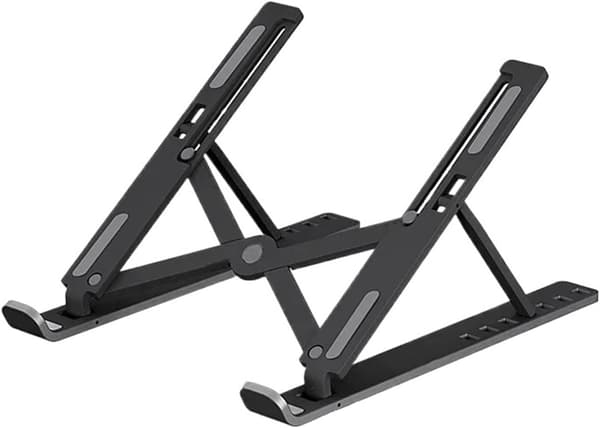 Foldbar tabletholder til bilens instrumentbræt med varmeafledning, sort stativ til 10-12 tommer enheder