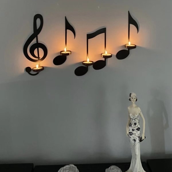 stk/sett svart musikk vegglampe lysestake