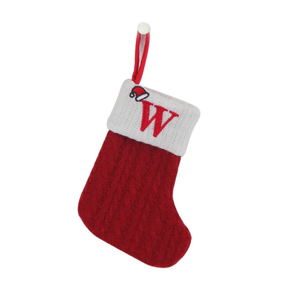 Strikkede uldsokker i amerikansk stil med broderi til børn - Festlig julestrømpegavepose T [Red]
