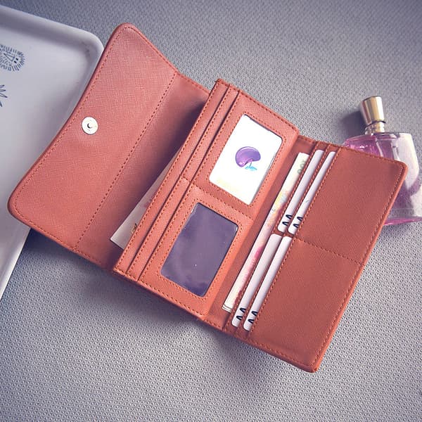 En brun, lång retro ihålig plånbok för kvinnor, 10cm × 19cm × 4cm mu