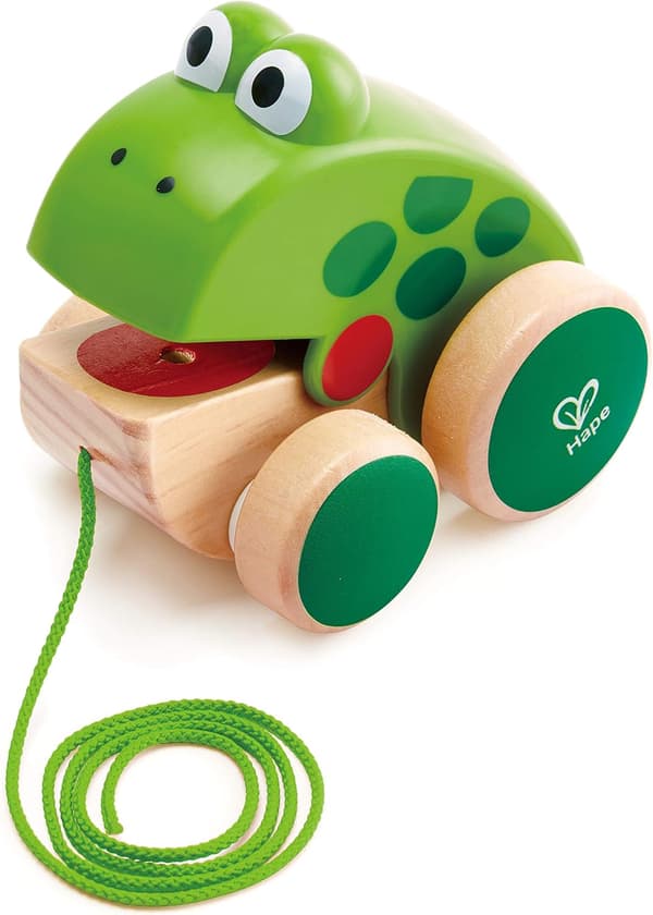 Hape Trä Groda Dra-Längs Leksak, Ljus Färger
