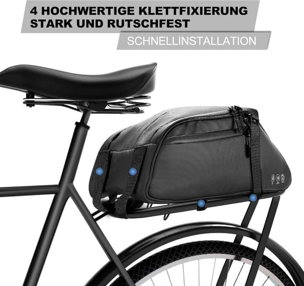 Cykeltaske 8L Vandtæt Reflekterende, Multifunktionel Bagagebærerpose til By-E-cykel Shopping