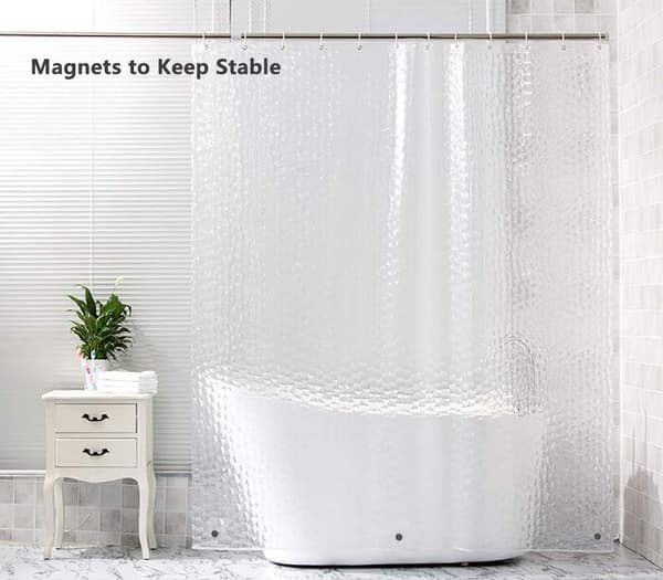 Duschdraperi Vattentätt Transparent Badrum EVA Anti Mögel Resistent Inkluderar Ringar 180x180 Cm