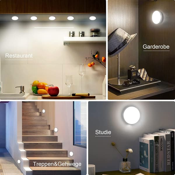 Forbedret bevegelsessensorlys [8 LED], Electight 3 ST Oppladbar nattlampe, 3M/120° deteksjonsområde, 3 moduser