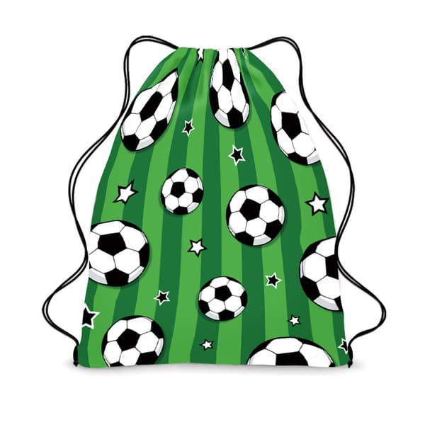 Fodbold-tema snøre-rygsæk, bærbar opbevaringstaske til børn, polyester til fodboldfans, snøre-indkøbstaske. 2