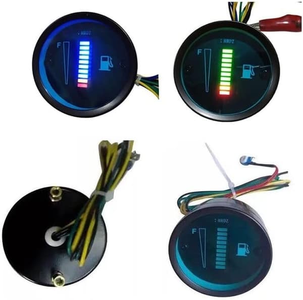 Varmvatten Bil Bränslemätare 5 LED 12mm 12V Bränslenivåindikator Bränslemätare Fordons Bränslesensor Aluminiumlegering Grön