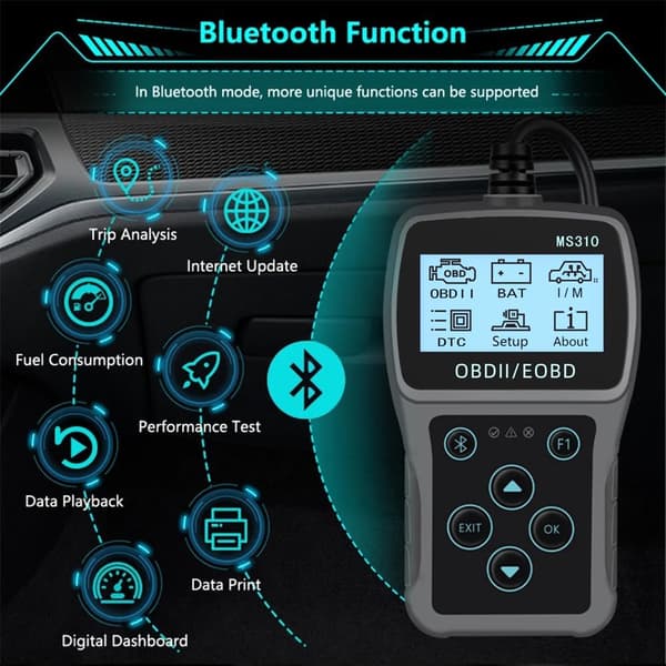 Bluetooth OBD2-skanner Diagnostisk verktøy 3-i-1 OBD2-skanner Bluetooth-oppgradering fra AD310 MS309 MS310 BD310 Auto Code Reader Clear Codes Bil