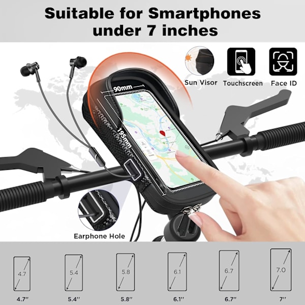 Vanntett sykkeltelefonholder, 360° rotasjon