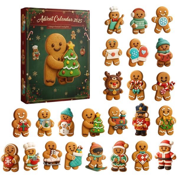 Pepperkakemann Adventskalender - Festlig Nedtelling til Jul for Juledekorasjon C 26 * 18 * 3cm