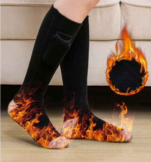 Lämmitetyt sukat, talviset hiihtosukat, pitkät, paksu, USB-latautuvat lämmityssukat