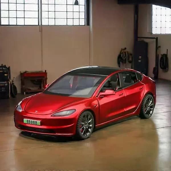 2024 NYHED 1:32 TIL TESLA Model 3 Legeringsmodel Bil Legetøj Støbte Metalkomponenter Lyd og Lys Billegetøj Køretøjer