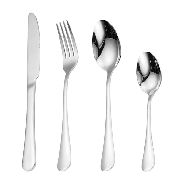 Bestickset i rostfritt stål, 24 delar, med biffknivar, dessertgaffel och sked, presentförpackning ingår [16pcs] Black