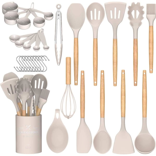 Köksset med köksredskap, 24 delar, non-stick silikon