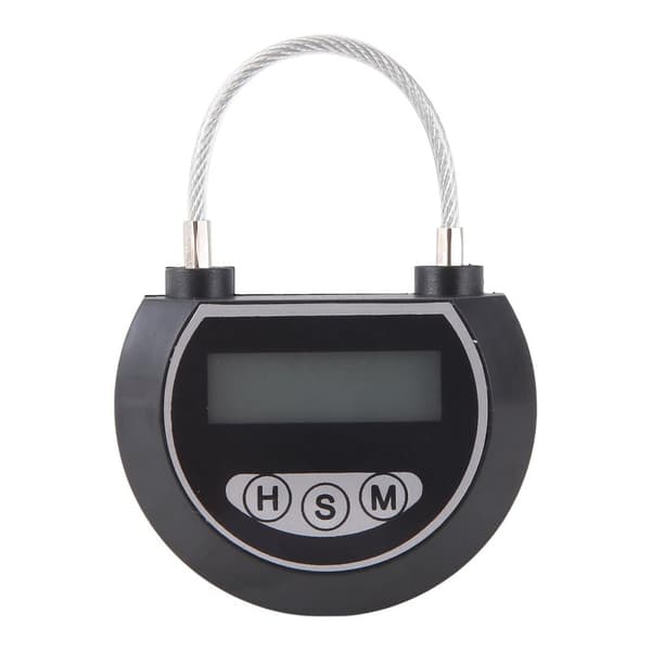 Elektronisk tidslås med display og knapper, maks. 999 timers timer, ABS-metalsikkerhedsbeholder