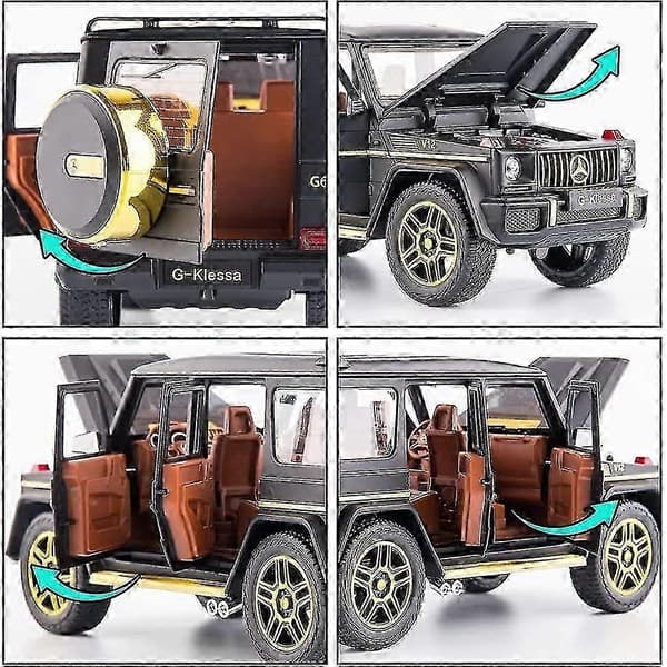 1/24 Benz G63 Amg Modelbil, Zinklegering Trækstang med Legetøjsbil
