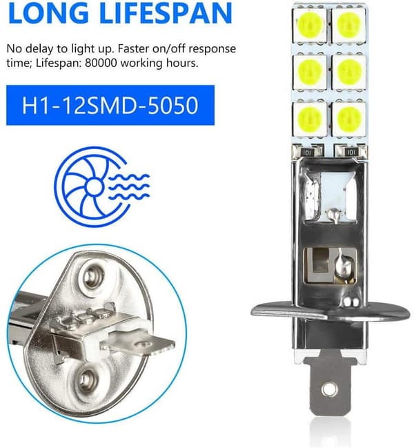 4 kpl H1 6000k Super White 80w LED-ajovalopolttimosarja