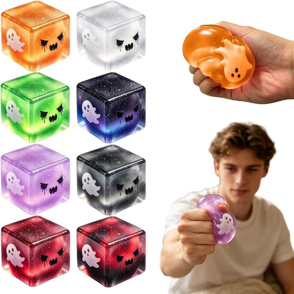 Maltose Squeeze Cube Leketøy - Stresslindrende Sensorisk Fidget med Sakte Retur for Angstlindring Orange Block Ghost