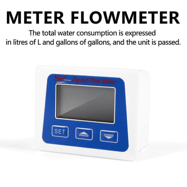 Digital LCD Display Vannmengdesensor Måler Flowmåler Rotameter Temperatur Tidsregister Med G1/2 F