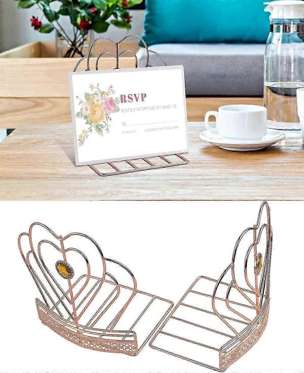 Bokstöd i metall, 1 par barnbokstöd, bokstöd med kronform, (roséguld)