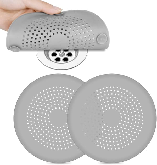 2-pack silikonhårsil för avlopp, diskho, dusch, badkar, badrum, kök