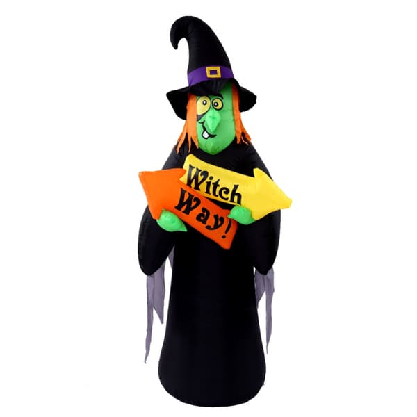 Halloween oppblåsbar spøkelsesheksdekorasjon med LED-lys, hagepynt i polyester