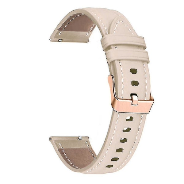 Watchband för Garmin Venu/sq/sq 2/2 Plus, 20 mm äkta läderband med roséguldfärgat spänne Apricot
