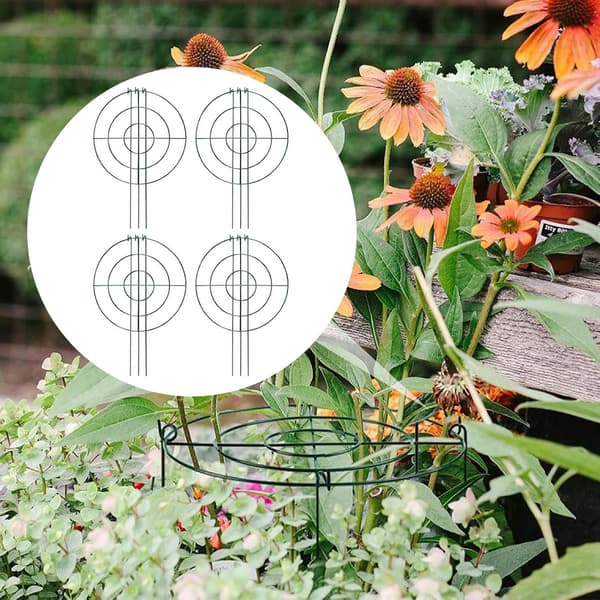 Pionstöd, trädgårdsstöd för blommor | Starkt 4-växtstativ i trädgårds växthusodling