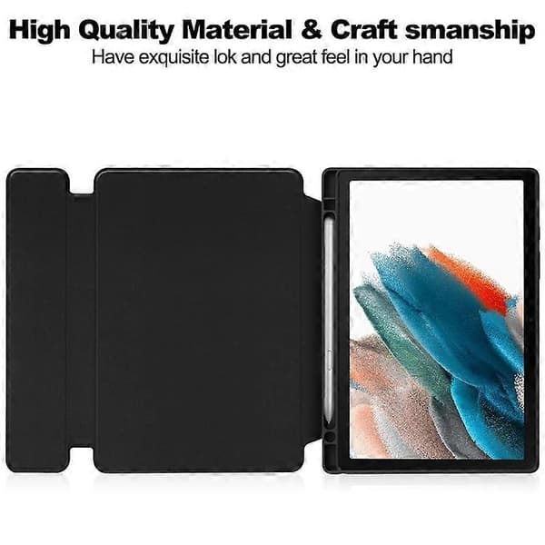 Compatible Case with Rotating Stand and Bluetooth Keyboard for Samsung Galaxy Tab A8 10.5 (2021) / (2022) - Perfect Black-max Black