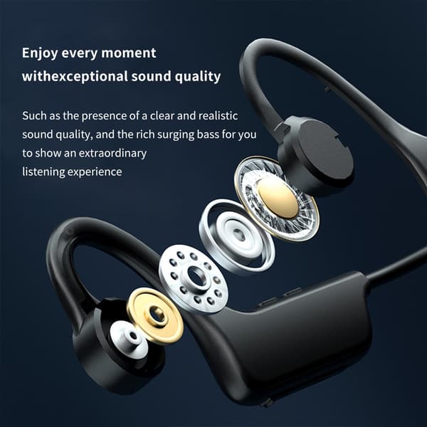 Nakkeholder med åben-øre hovedtelefoner Vandtæt Bluetooth-kompatibelt headset Knogleledningsheadset
