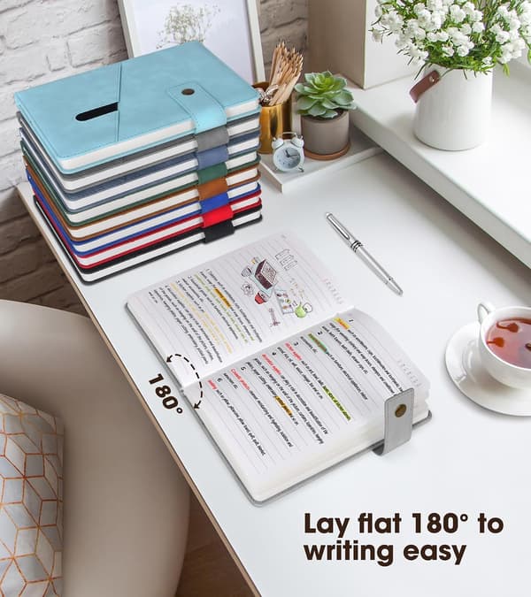A5 Linjeret Læder Notesbog Journal - Personlig Hardcover Dagbog Med Pen - 5,9 x 8,4 Tommer Studerende Kontor Notesbog - Grå