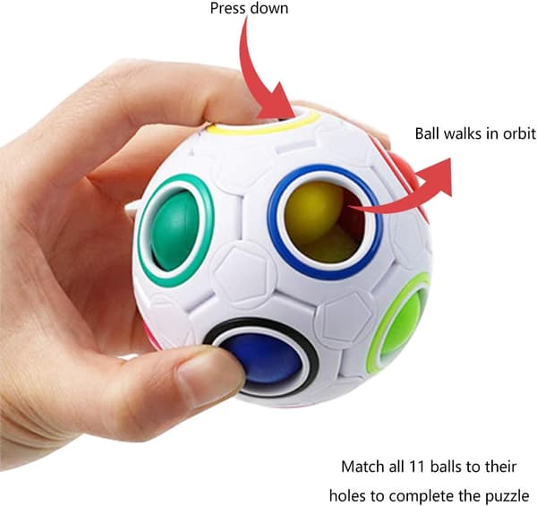 Magisk Regnbuebold, Fidget Bold Speed Cube Puzzle Bold Cube Hjernevrider Pædagogisk Legetøj Strømpestopper til Børn og Voksne, Hvid