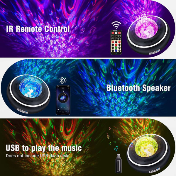 Stjerneprojektor LED Batteri - Galaxy Stjerneprojektor - 2,5 timer Sort
