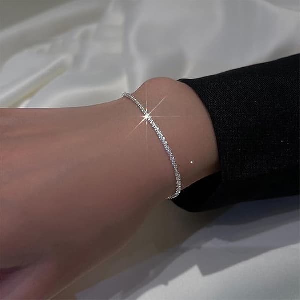 Justerbart sølvbelagt kobberarmbånd til kvinder, vandtæt, gave til kæreste