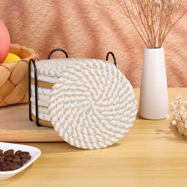 Absorberende coasters sæt med 10 stk. til boligindretning, 10 cm runde drikkemåtter, nordisk design